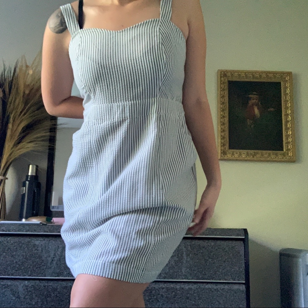 NWOT Forever 21+ striped linen dress with pockets